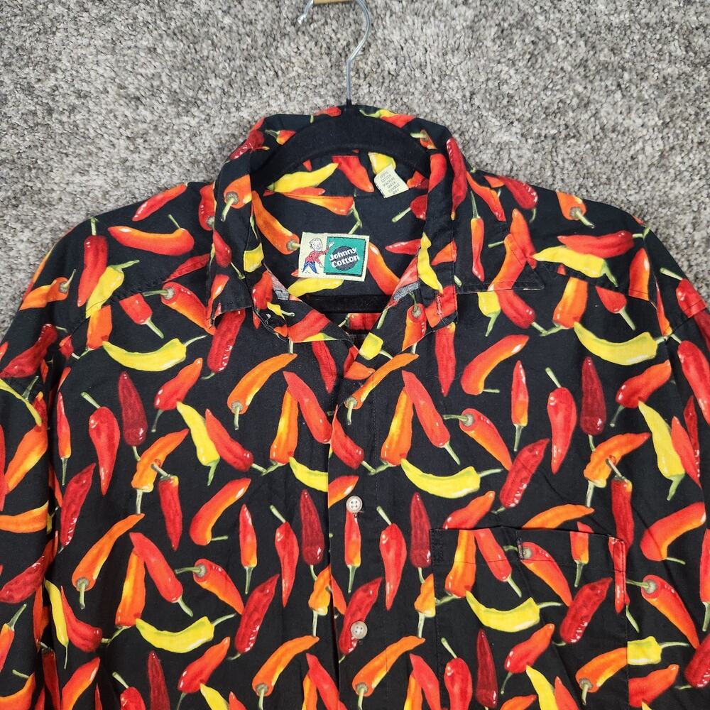 Vtg Johnny Cotton Hot Chili Peppers Button Down Shirt Mens Sz M Long Sleeve USA - Picture 4 of 11